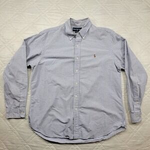 Ralph Lauren custom fit blue check long sleeve dress shirt size XL